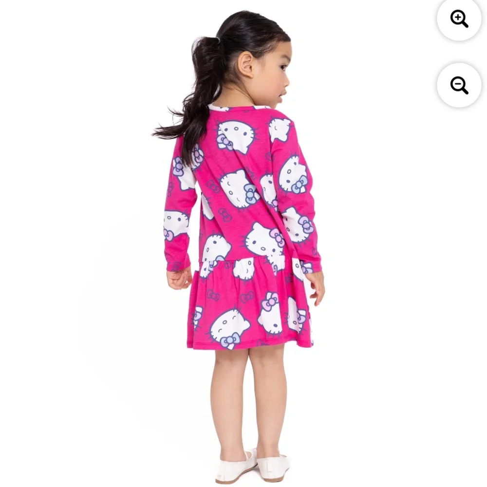 Hello Kitty Toddler Girls Pink Long Sleeve Drop Waist Dress Size 5T NWT - Picture 8 of 8